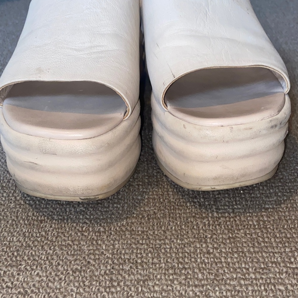 Free People Harbor Cream Leather Platform Slide Sandals sz 39 - Picture 3 of 9